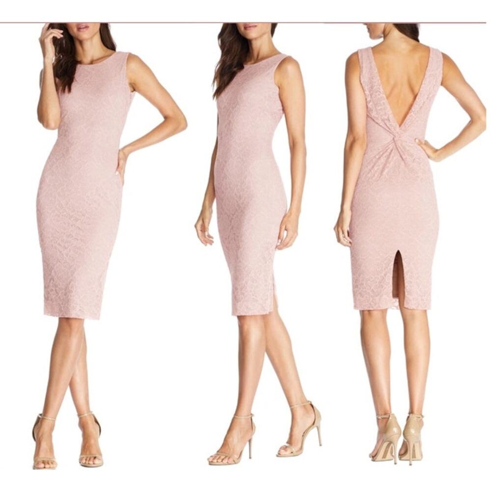 Dress the Population Kendra Lace Bodycon Mini Blush S